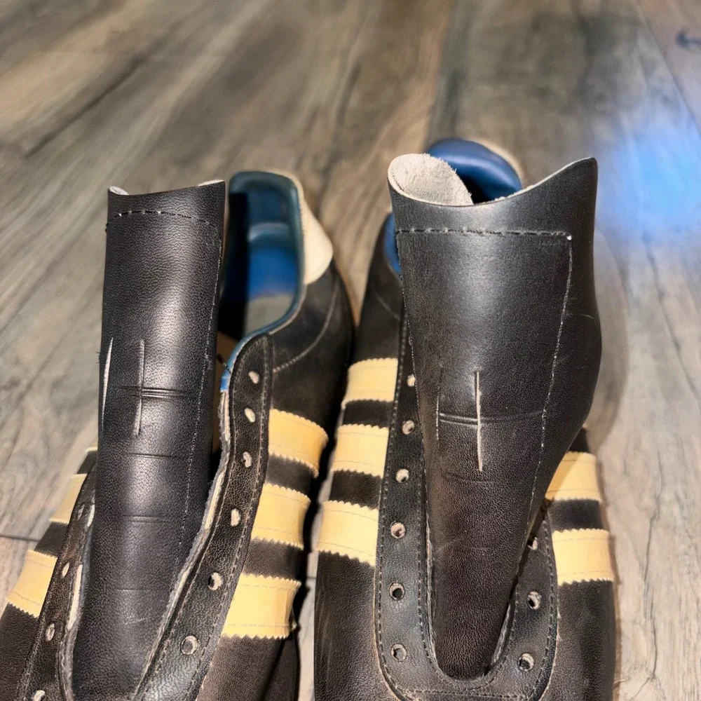 Vintage 70s Adidas Superlight Soccer Cleats Black Leather West Germany 5 Rare